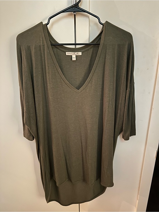Express Tops - Express Olive V-Neck Dolman Short Sleeve Top